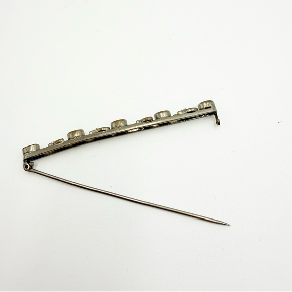 Vintage Antique Blue Clear Rhinestones Holiday Brooch - Picture 6 of 7